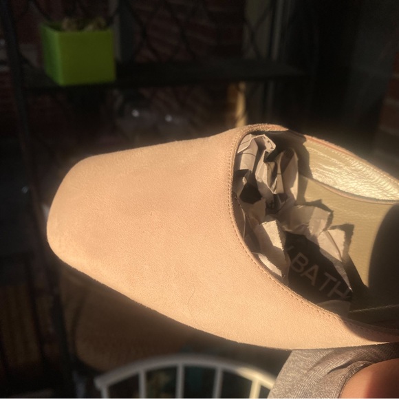 Coach Suede Slides with Low Stacked Wood Heel & Square Toe Ballet Pink Mules - Picture 6 of 8